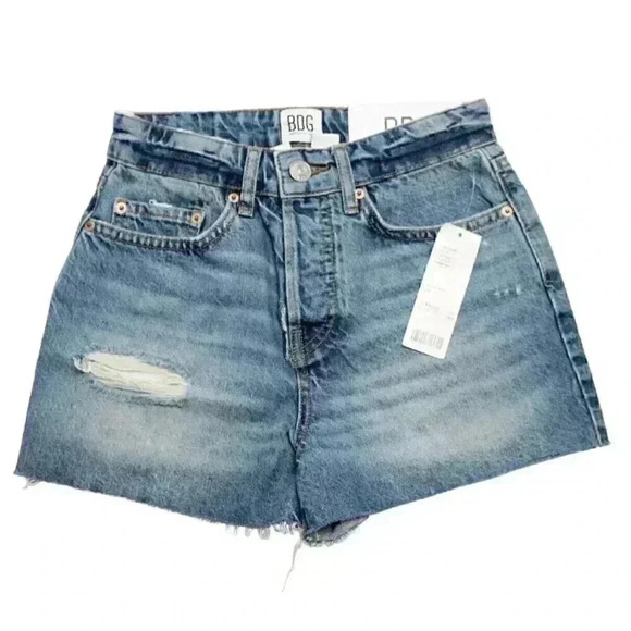 NWT Urban Outfitters BDG Shorts Sz 24 Distressed Denim Summer Cut Off Button Fly - Picture 1 of 11
